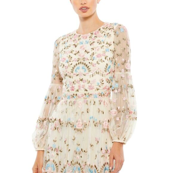 Mac Duggal Dresses & Skirts - Mac Duggal 35111 Bishop Sleeve Embroidered Dress - Size 12 - NWT